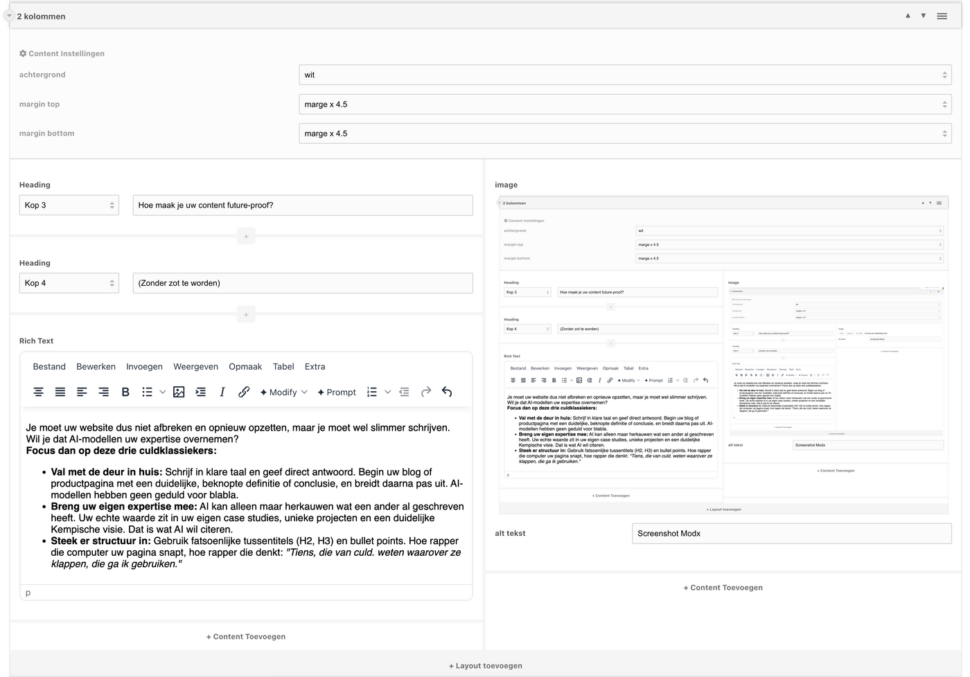 culd. Screenshot Modx